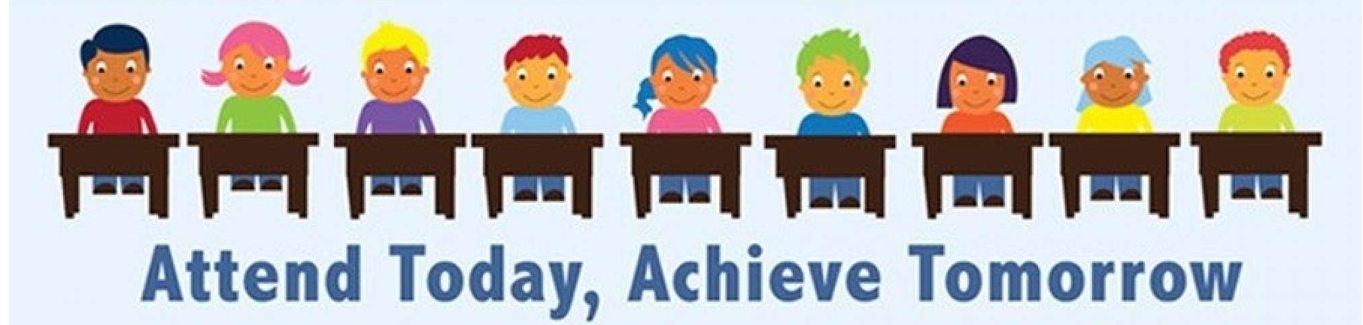 Attend today, achieve tomorrow! Illustration of school children