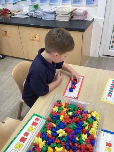 Child playing and learning with blocks