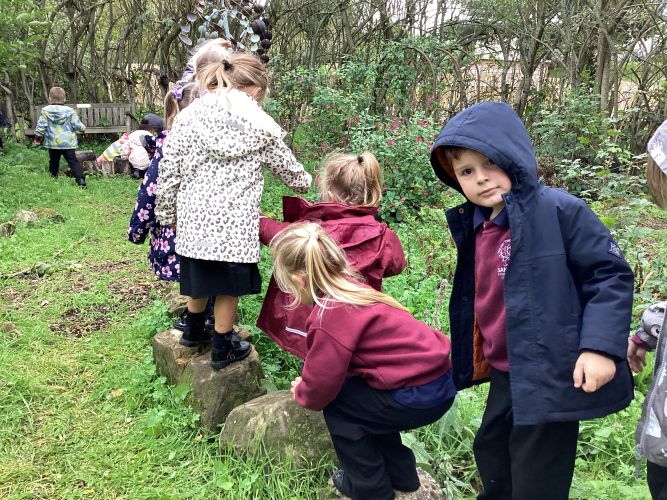 Children exploring outside