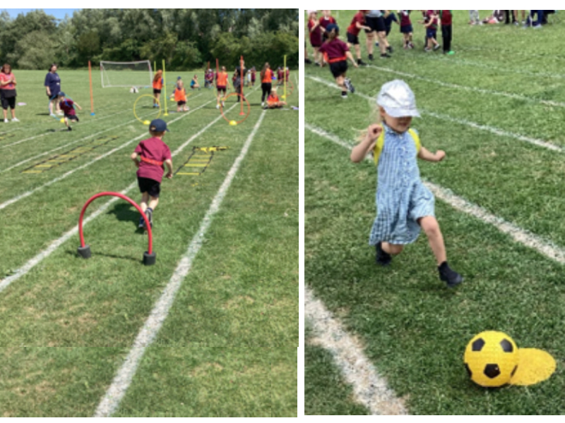 Children competing on sports day.