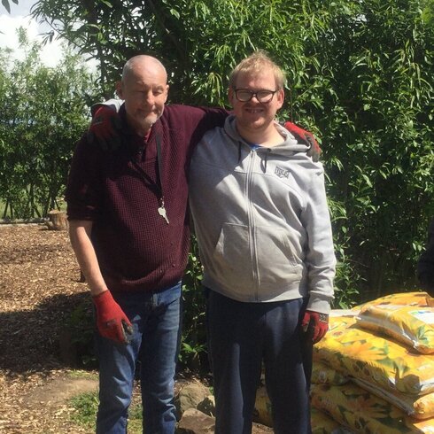 Friary gardeners before starting work.