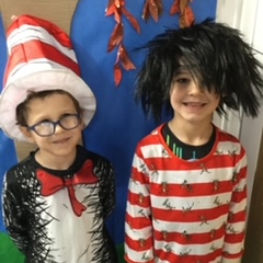 Two children as Cat in the Hat and Dennis the Menace.